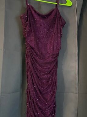 Plum Sparkle Ruched Slip Dress - Women